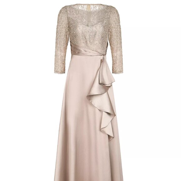 Theia Champagne Lace and Satin Wedding Dress - Picture 1 of 6